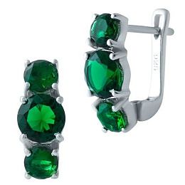 Silver earrings with a 3.2-carat nano emerald