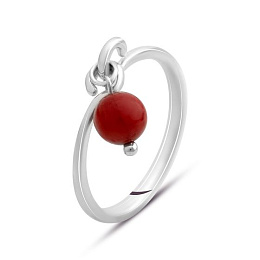 Silver ring with coral