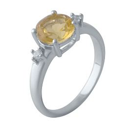 Silver ring with a 1.848ct nano citrine and cubic zirconia