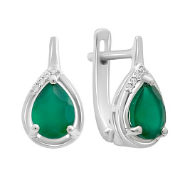 Серебряные серьги с агатом 2.235ct, фианитами