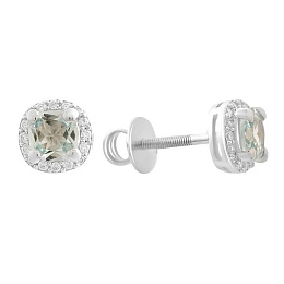 Silver earrings with topaz 1.608ct, cubic zirconia