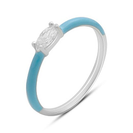 Silver ring with phianites, semallu