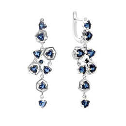 Silver earrings with sapphire nano 3.155ct