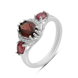 Silver ring with garnet 2.048ct, ruby