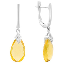 Серебряные серьги с цитрином nano 9.68ct, фианитами