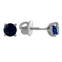 Silver earrings with a 0.7-carat nano sapphire