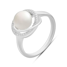 Silver ring with pearls