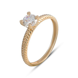 Золота каблучка з фіанітами 0.05ct