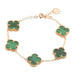 Gold bracelet with malachite