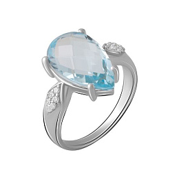 Silver ring with a 5.355-carat topaz