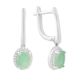Серебряные серьги с изумрудом 2.59ct