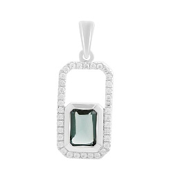 Silver pendant with London Blue topaz 1.18ct, cubic zirconia