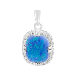 Срібна підвіска з опалом 2.733ct, фіанітами