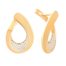 Gold Earrings with 1.2ct Rhinestones
