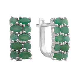 Серебряные серьги с изумрудом 3.628ct