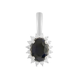 Серебряная подвеска с сапфиром 1.098ct, фианитами