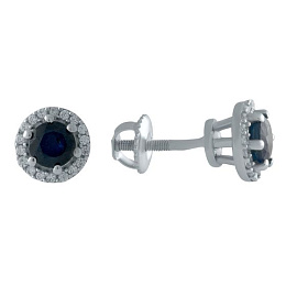 Silver earrings with a 1.679-carat sapphire