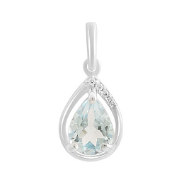 Серебряная подвеска с топазом 1.337ct, фианитами