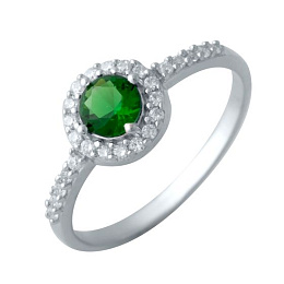 Silver ring with emerald nano 0.723ct
