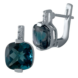 Silver earrings with London Blue topaz (4.953 carats)