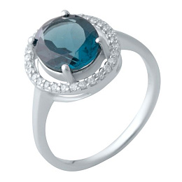 Серебряное кольцо с топазом Лондон Блю 2.623ct