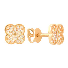 Золоті сережки з фіанітами 0.48ct