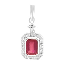 Срібна підвіска з рубіном 1.871ct, фіанітами