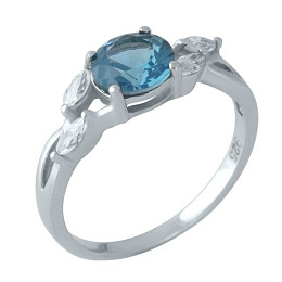 Серебряное кольцо с топазом Лондон Блю 1.565ct