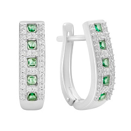 Silver earrings with emerald nano 1.102ct