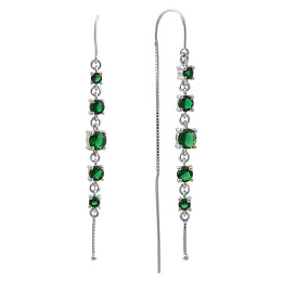 Silver earrings with emerald nano 1.871ct