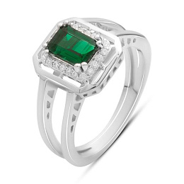 Silver ring with a 1.067-carat emerald