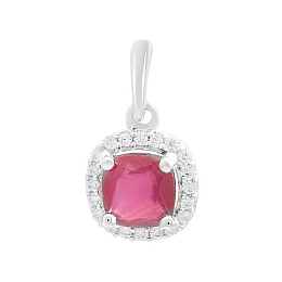 Silver pendant with 1.47ct ruby and cubic zirconia