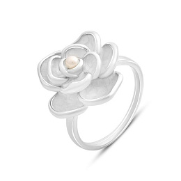 Silver ring with pearls, mother-of-pearl