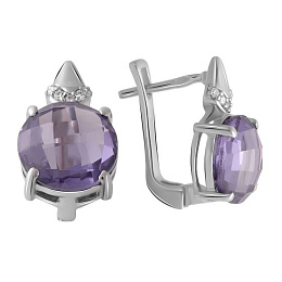 Silver earrings with a 10.635-carat alexandrite and cubic zirconia