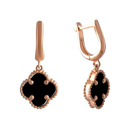 Gold earrings with onyx