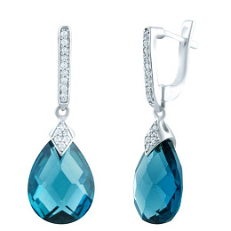 Срібні сережки з топазом «Лондон Блю» 8,373 карата