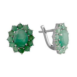 Срібні сережки зі смарагдом 7,715 карата