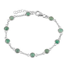 Silver bracelet with an emerald