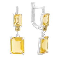 Серебряные серьги с цитрином nano 7.813ct
