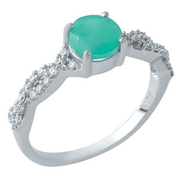Silver ring with a 1.171-carat emerald