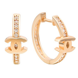 Gold earrings with 0.48ct fianites
