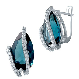 Срібні сережки з топазом Лондон Блю 7.556ct