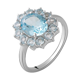 Серебряное кольцо с топазом 4.447ct