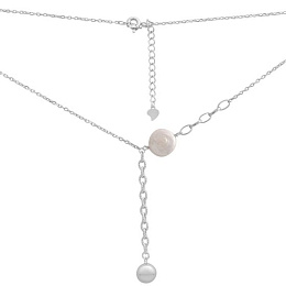 Silver necklace with baroque pearls