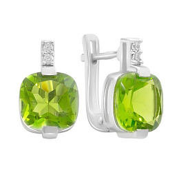 Silver Earrings with Chrysolite (5.103 ct)