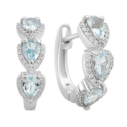 Silver earrings with topaz 3.189ct, cubic zirconia