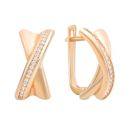 Золоті сережки з фіанітами 0.38ct