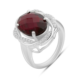 Серебряное кольцо с гранатом nano 4.925ct, фианитами