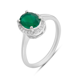 Серебряное кольцо с агатом 1.373ct, фианитами