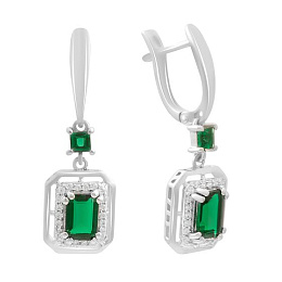Silver earrings with a 2.367-carat nano emerald
